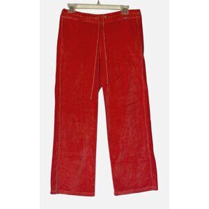 St John Sport Orange Coral Velvet Velour Drawstring Lounge Track Pants